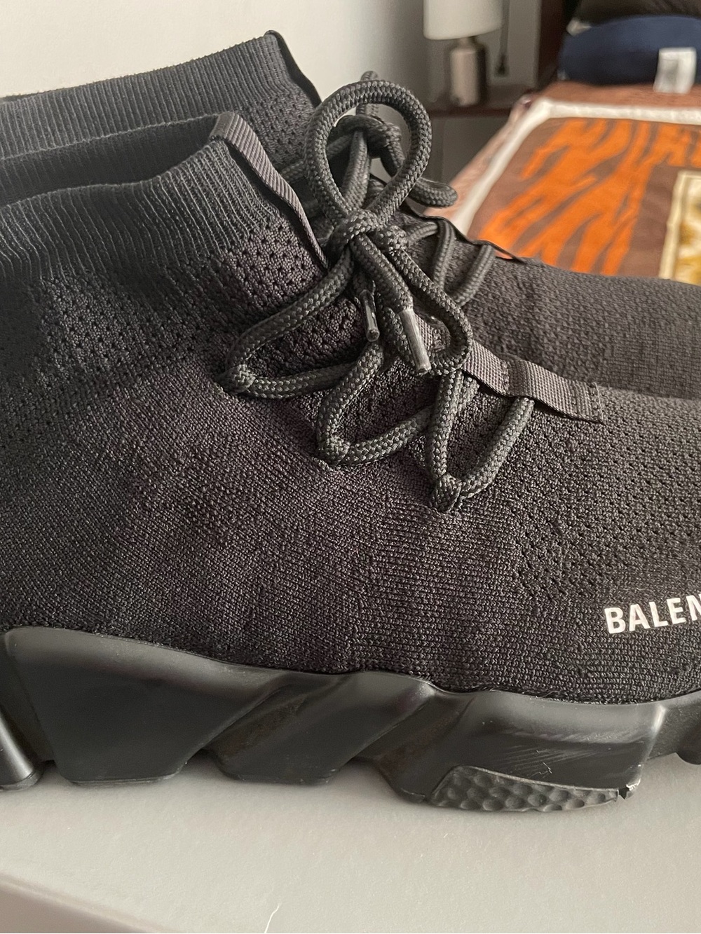 Balenciaga Men's Black Knit Sock Racer Sneakers - Picture 4 of 5